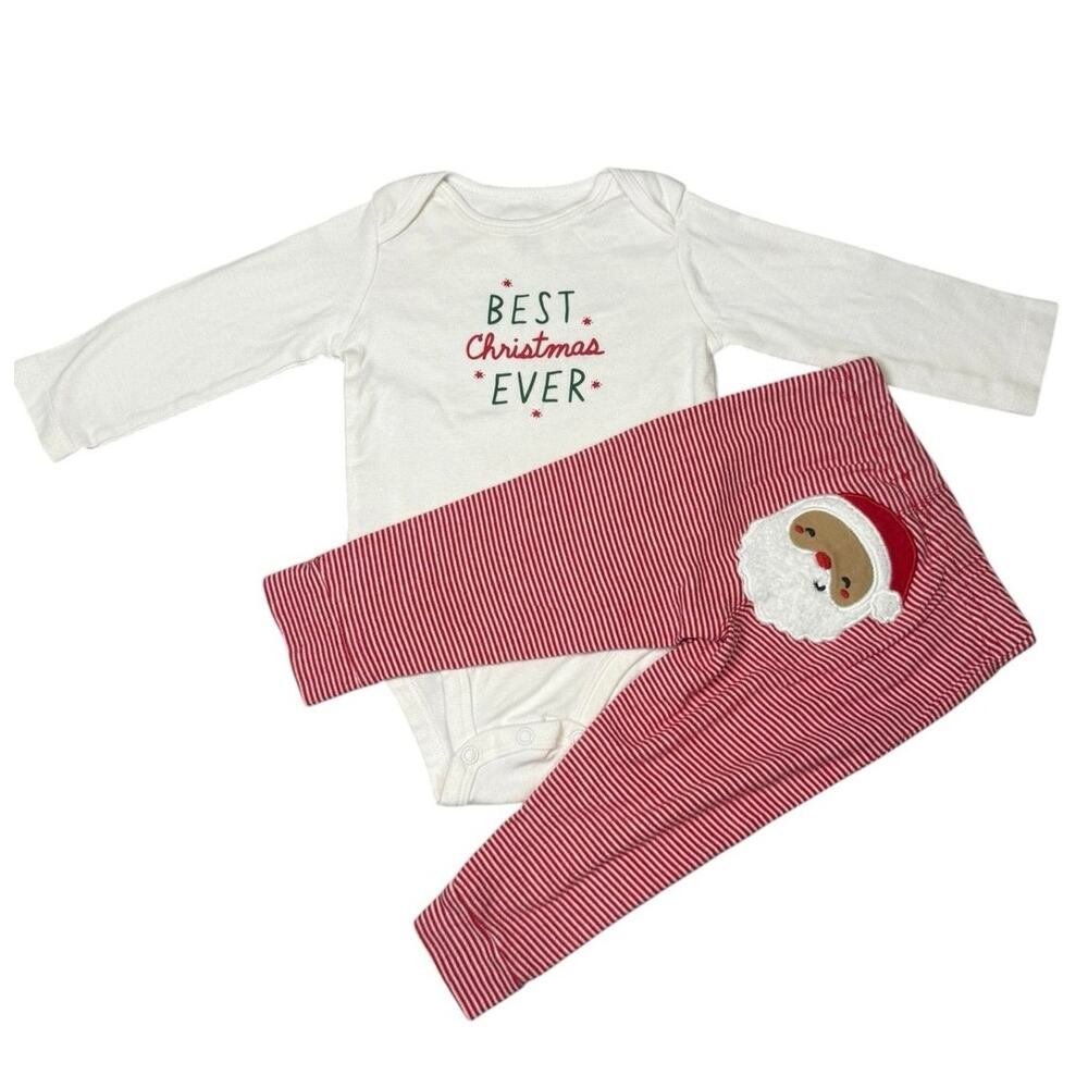 Carter's Matching Outfit Girls Christmas Santa Red White 12 Months